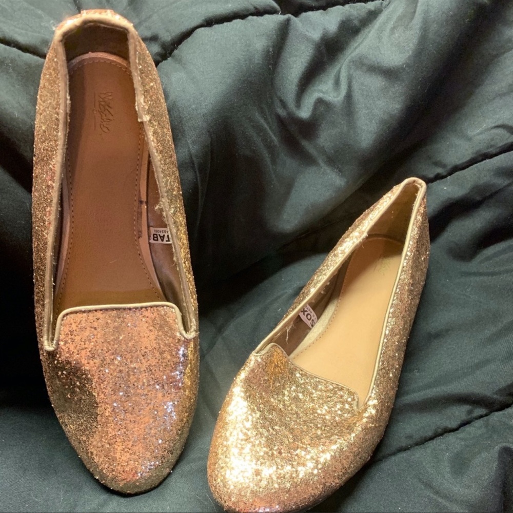 Gold glitter flats 11